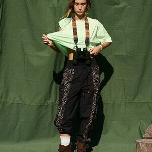 NWOT Free People Movement Mystic Moon Pants Black Embroidered Floral Size XS